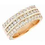 1.45ct 3-Row Diamond Womens Wedding Band Ring in Prong,Channel Setting 14K Yellow Gold ( VS Clarity, F Color)