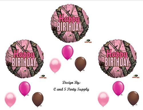 PINK MOSSY OAK Camouflage Happy Birthday Party Balloons Favors Decorations Supplies