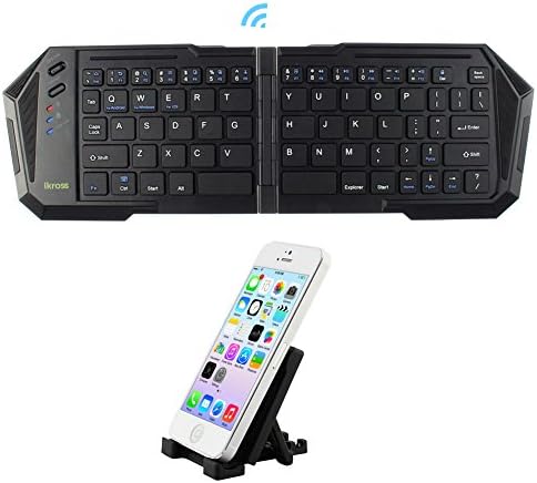iKross Bluetooth 3.0 Wireless Folding Keyboard + Folding Stand Holder for HTC One M9/ (M8) / (M7), Desire 520/ 526/ 626s/ 612/ EYE/ 510/ 816; Samsung LG Motorola Nokia and more