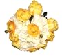 Flower Market Permanent Botanical Bouquet with Yellow Tulips, White Ranunculus and Hydrangea Leaves