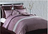 8 Piece Floral Pleated Purple / Plum , King Size, Comforter Set, Bed in Bag ....
