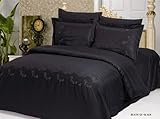 Le Vele Beatrice Black Jacquard Duvet Cover Full Queen Gift Sheets Set LE15 ....