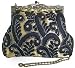Vintage style bead evening bag with embroidery, bronze detachable chain, small shoulder handbag