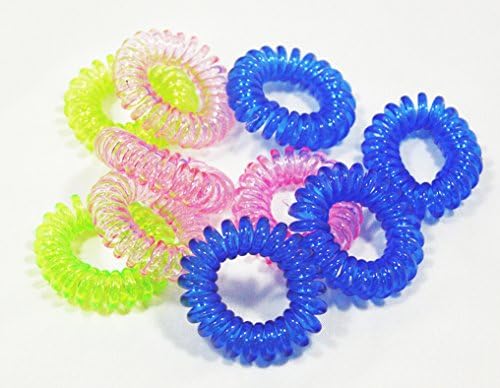 Noonies 10 Pcs Assorted Color Small Clear -4 Square Rubber Swirl Hair Ties with round edges