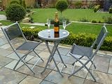from HomeAndGarden.UK 3 Piece Bistro Set for 2 - Folding Garden Patio Set For 2 with 1 table and 2 chairs - Black Weatherproof Textoline
