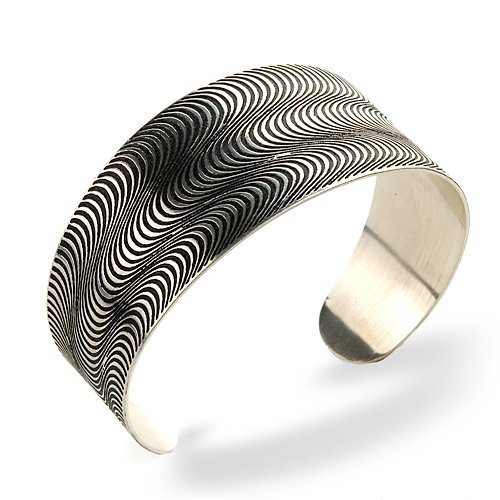 Sterling Silver Cuff Bracelet with Hypnotic Waves Pattern #0506 SB OB