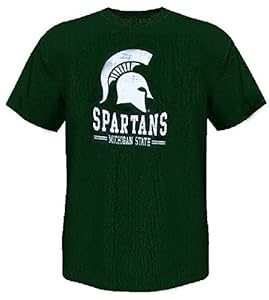 NCAA Michigan State Spartans Green Spiral Short Sleeve T Shirt (Large)
