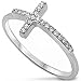 Hot Trend Sideways Cross Cubic Zirconia .925 Sterling Silver Ring Sizes 4-12