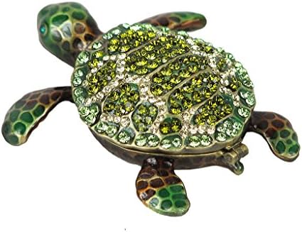Lovely Rucinni Sea Turtle Swarovski Crystal Trinket Box - Green