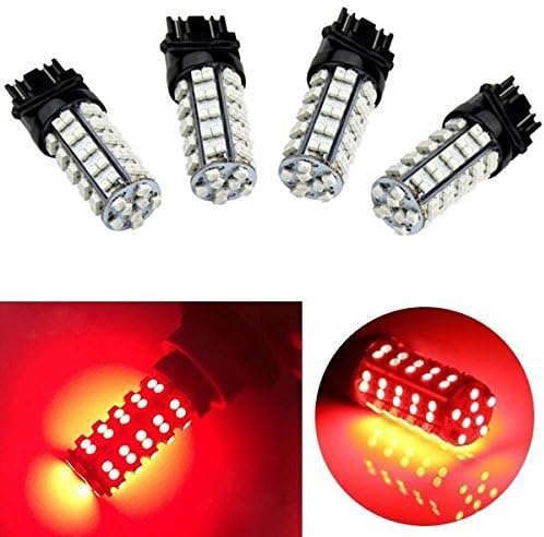 Elecsonix 4 Pieces 68-SMD 12v Red LED Brake Tail Stop Light LED Bulbs Car lights/ Turn Signal Corner Lamp Side Marker Reverse Fog Lights For 3057 3457 4157 3047 3157 3156 4114 T20