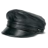 Carroll Leather Flat Top Cap (Black, Small) ~ Carroll Leather