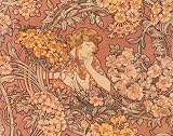 Redhead Among Flowers Art Poster Print by Alphonse Mucha, 28x22