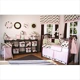 Bundle-50 Minky Pink Chocolate Polka Dot Crib Bedding Set
