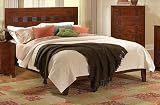 Queen Size Platform Bed with Bamboo Like Design in Cherry Finish