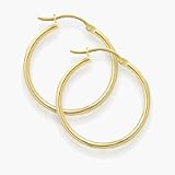 1 3/8 Inch Yellow Gold Hoop Earrings
