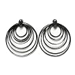 Black Multi Round Metal Drop 2" Earrings Fashion Jewelry