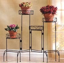 BLACK 4 TIER METAL PLANT STAND SHELF FOLDABLE SCREEN