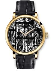 SPRAWL Aanalog Fashion Series Gold Ladies Watches of Genuine Black Leather Strap,Unique Wrist Watch for Women Girls Designed with Voucher with religious people