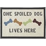 Pet Rageous Designed Tapestry Placemat for Pet Feeding Station, 13-Inch by 19-Inch, One Spoiled Dog, Natural/Multi