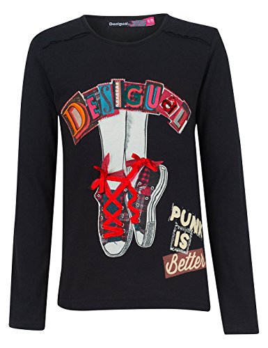 Desigual Big Girls' Long Sleeve T Shirt with Ballet Sneaker Graphic
