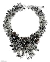Pearl and quartz flower necklace, 'Blossoming Night'