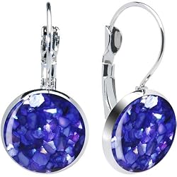 Handcrafted Blue Mother of Pearl Leverback Earrings