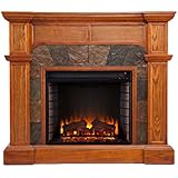 SEI Cartwright Convertible Electric Fireplace, Slate/ Mission Oak