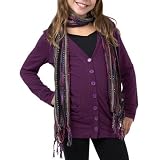 Amy Byer Girls 7-16 Long Sleeve Cardigan With Multi-Hued Scarf