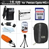 16GB Accessory Kit For Pentax Optio WG-1 Waterproof Digital Camera Includes ....