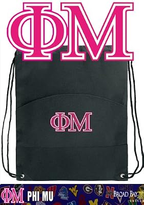 Phi Mu Drawstring Bag Cinch Phi Mu Design Draw String Back Pack - For Boys Girls Students or Adults