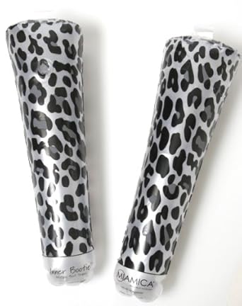 PAIR OF MIAMICA INNER BOOTIE ANIMAL PRINT BLACK TRENDY INFLATABLE BOOT SHAPERS