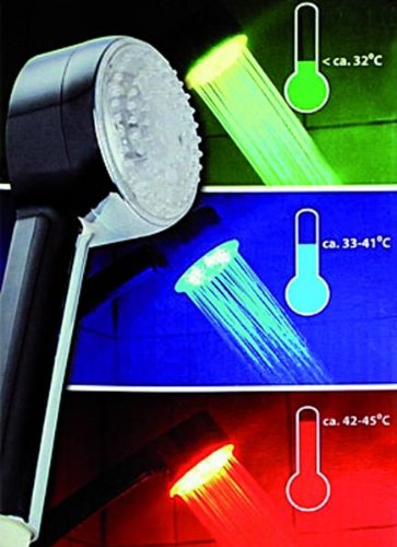LED Duschkopf m. Farbwechsel, 8 LEDs grün/blau/rot
