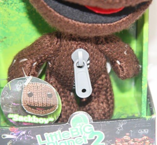 Little Big Planet 2 LBP Brown Sackboy Plush Knitted Doll Toy Rare 7"