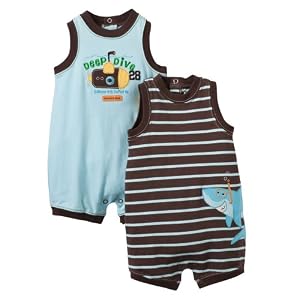 Newborn Boys' Just One Year® by Carter's® 2pk Shark Romper - Brown/Blue