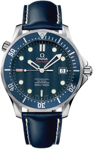 omega seamaster blue leather strap