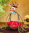 15" Suspended Table Top Basket with Spring Motion Friendly Cow Face