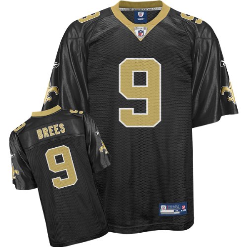 Drew Brees Jersey: Reebok Black Replica #9 New Orleans Saints Jersey