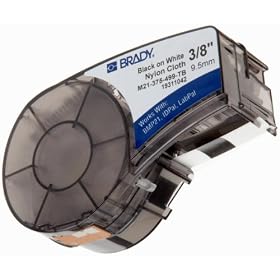 Brady M21-375-499-TB 16' Length, 0.375" Width, B-499 Nylon Cloth, Black On White Color, BMP 21 Mobile Printer, ID PAL And LABPAL Printer Label