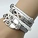 Trendy Women Infinity Owl Friendship Antique Leather Cute Charm Bracelet Gift including gift box by Boolavard® TM