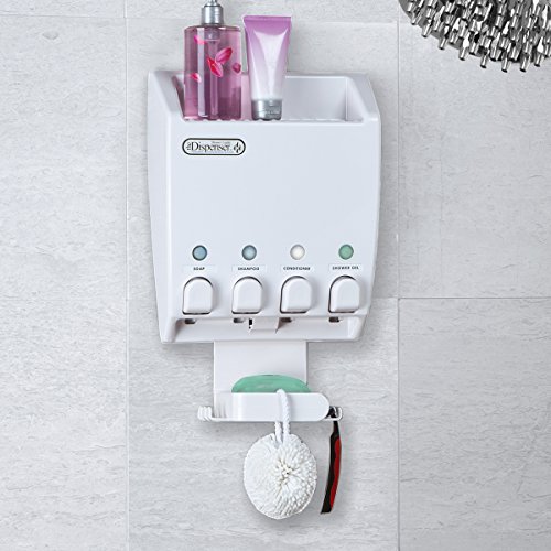Better Living Products Dispenser Shower Caddy, Four Chamber Dispenser