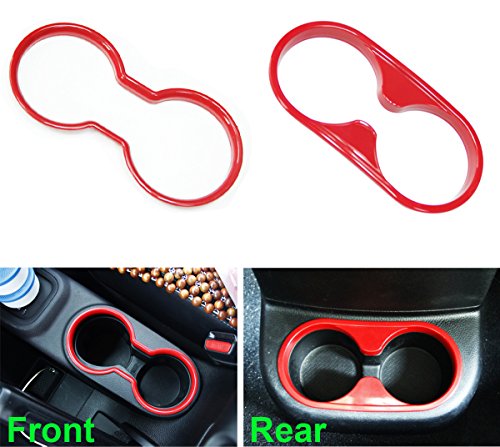 Interrior ABS Red Inner Front Rear Water Cup Holder Cover Guard Trim for Jeep Wrangler 2007-2016
