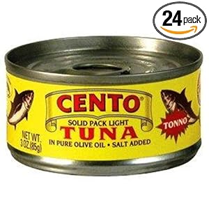 Cento Solid Packed Tuna in Olive Oil, 3-Ounce Cans (Pack of 24) by 