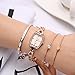 Xinge Women's Rose Gold Tone Bangle Watch and Bracelet Set Analog Quartz 4 PiecesXG592R/225458