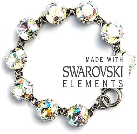 12mm Square Swarovski Crystal Silver Plated Premier Bracelet Crystal AB Jewelry