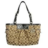 COACH SIGNATURE PLEAT EAST WEST GALLERY TOTE KH/BRN