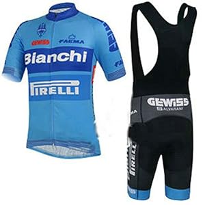 Bianchi Cycling Jersey Set Women 2014 Short Sleeve Blue Cycling Clothing Men Summer Cycling Wear and Bib Short (jersey and black bib short, XXXL)