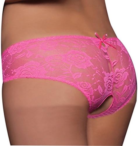 Product Description : Women's Sexy Lace Open Crotch Panty Underwear with Satin Ribbon Front Lace-up