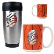Portland Trail Blazers NBA Stainless Steel Travel Tumbler & Game ball Ceramic Mug Set - Primary Logo by Great American Products