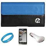 Blue & Black Portola Executive Leather Holster Carrying Case with Fixed Bel ....