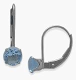 March 10 Karat White Gold 5mm Aquamarine Leverback Gem Earrings